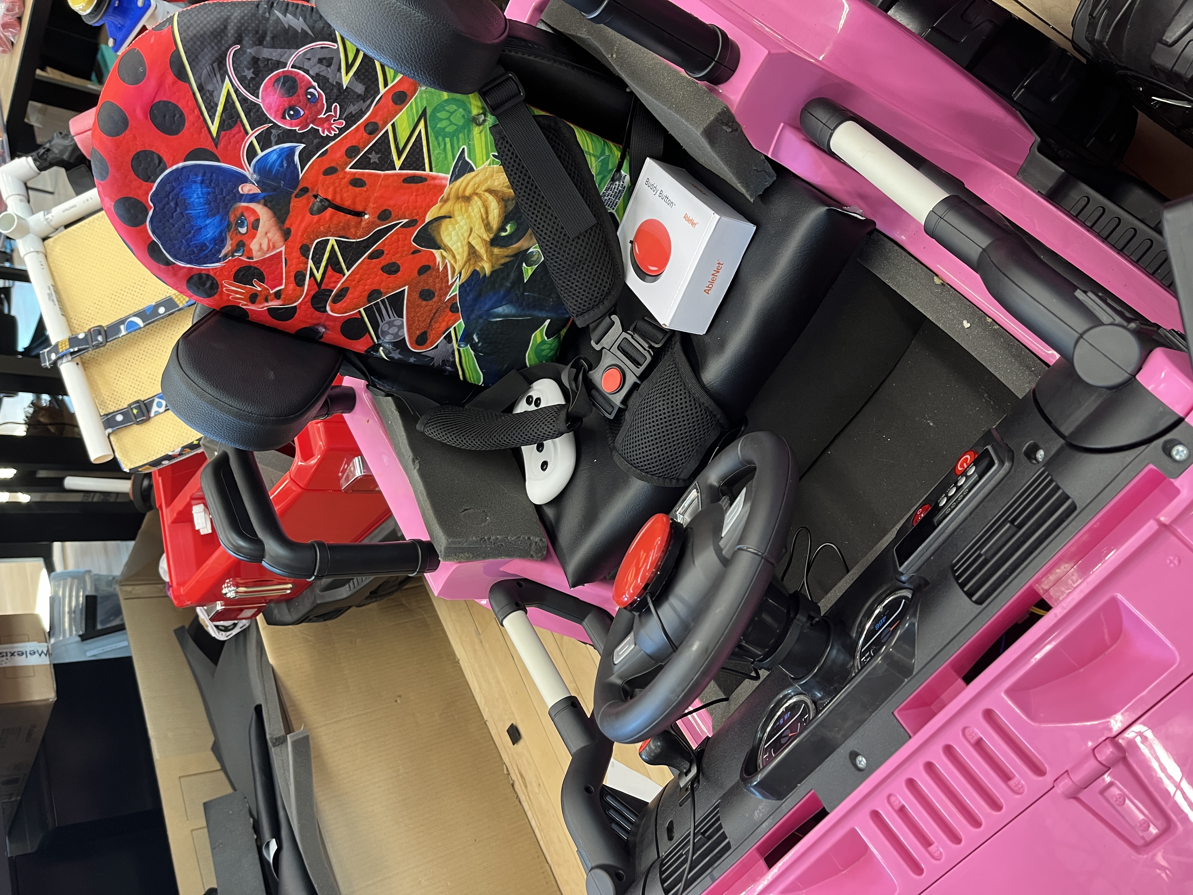 Close-up of seat modification